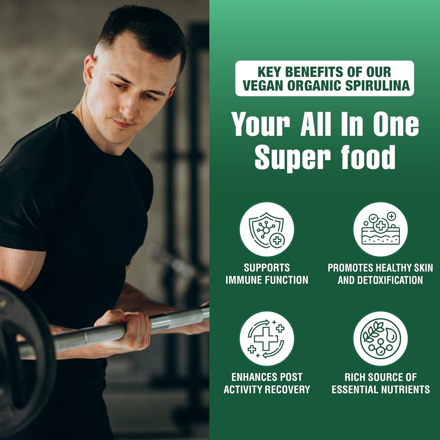 甘道夫加州純有機螺旋藻 400 毫克 200 粒素食膠囊 - 純素、非基因改造、無麩質 - 藍綠藻，富含鐵和抗氧化劑的營養豐富的超級食品，加州種植