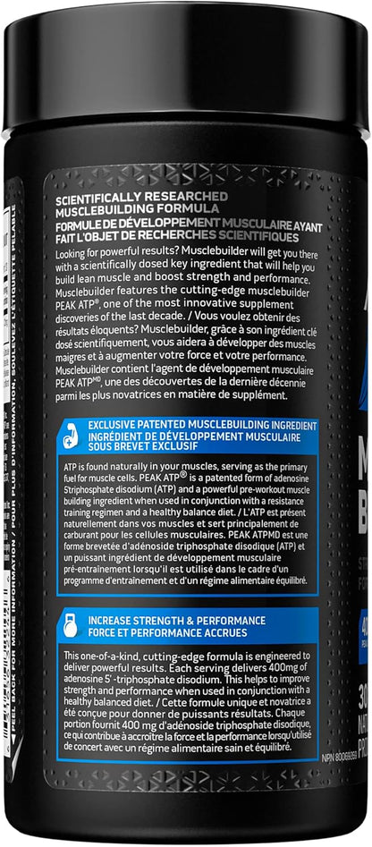 MuscleTech 增肌粉，MuscleTech 增肌粉，男女增肌补充剂，一氧化氮促进剂，增肌锻炼补充剂，400 毫克峰值 ATP，增强力量，30 粒