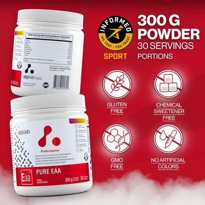 ATP LAB 纯 EAA 粉，300 克，30 份，浆果柠檬水口味 - 11 种 EAA 和电解质的完整混合物 - L-赖氨酸、L-蛋氨酸、色氨酸 - 锻炼支持和补水必需氨基酸