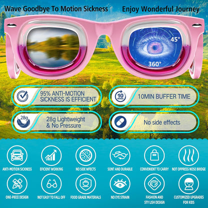 Hion 兒童防暈動病智慧眼鏡（適用於 3-8 歲兒童）– 超輕便攜緩解噁心液體眼鏡，可緩解暈車、暈機、暈船 – 兒童旅行/郵輪必備