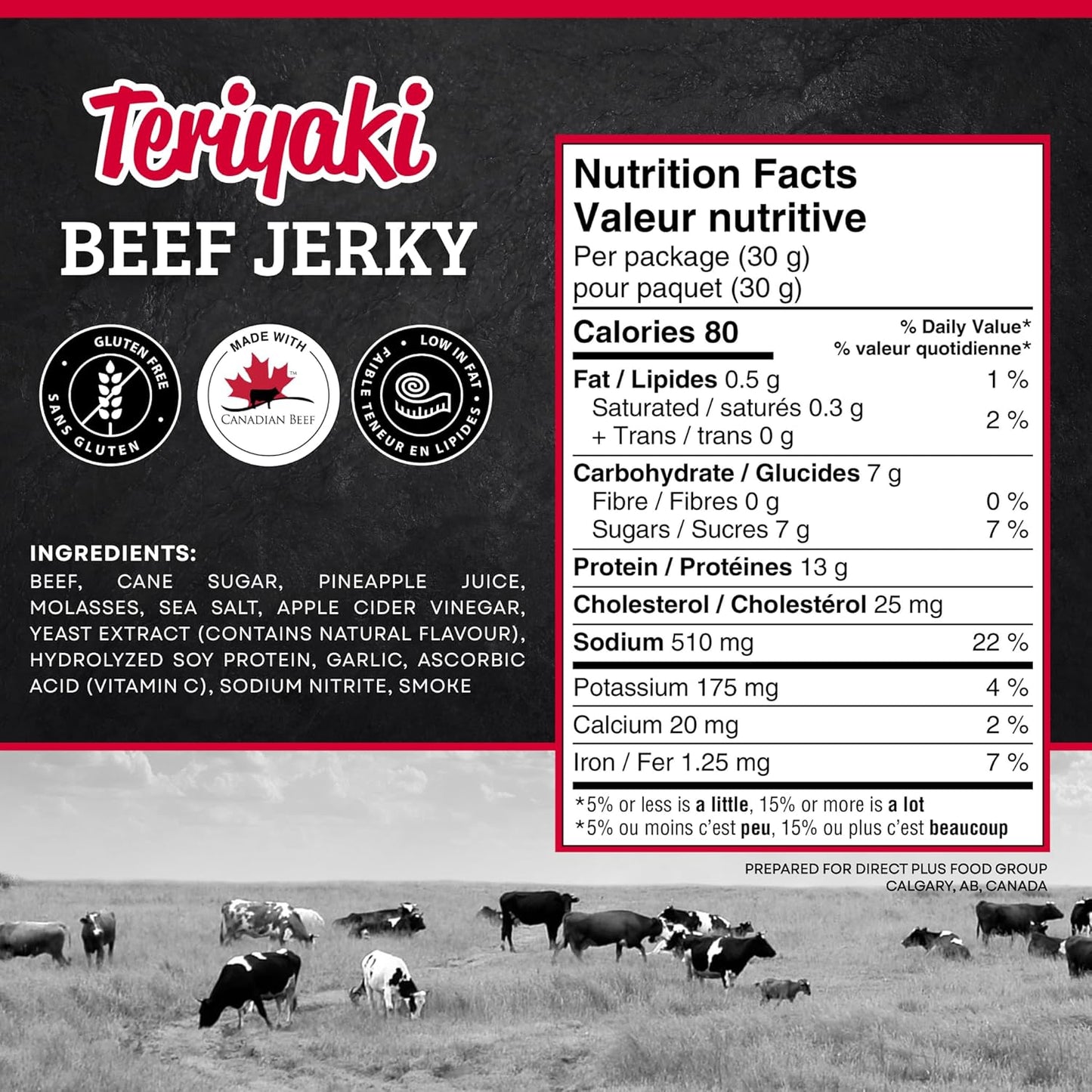 McSweeney's Slow Marinated Teriyaki Beef Jerky Power Pack. 100% Made in Canada. School Snacks, Gluten Free, High Protein Snacks, Low Fat, Naturally Smoked. 30g (Pack of 12)
