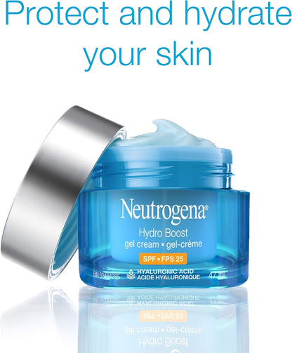 Neutrogena Hydro Boost Gel Face Cream Spf 25 With Broad Spectrum Uva/uvb Hydrating Hyaluronic Acid & Antioxidants, Oil, 47 ml (Pack of 1) & Hydro Boost Hydrating Cleansing Gel 230mL