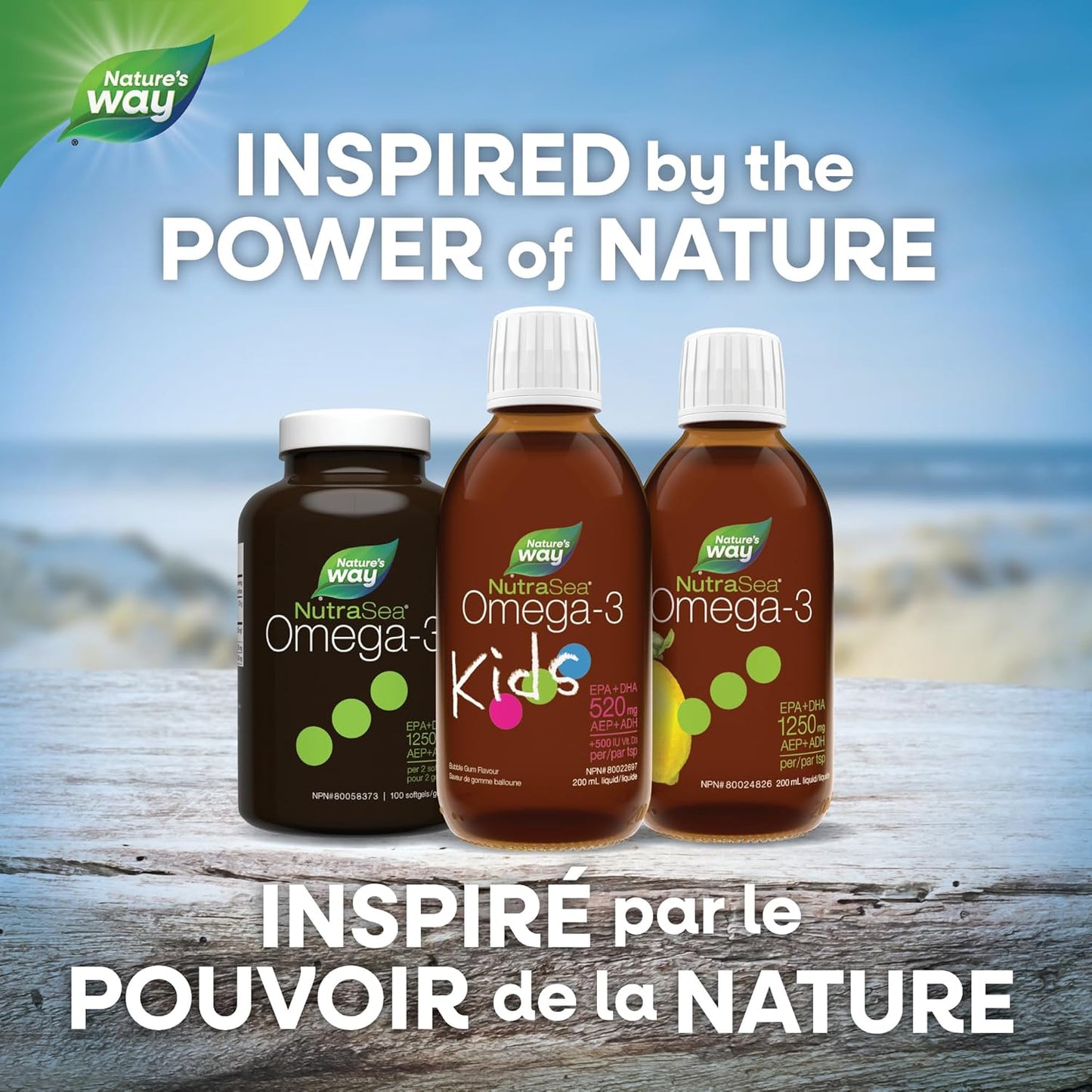 Nature's Way NutraSea 儿童 Omega-3 和维生素 D 补充剂 - 泡泡糖口味鱼油，含 EPA、DHA 和 GLA - 支持大脑和眼睛发育，帮助强健骨骼和牙齿 - 200 毫升液体