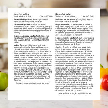 Webber Naturals 维生素 D3 2500 IU 加强型，180 粒软胶囊，有益于骨骼和牙齿健康，并有助于预防维生素 D 缺乏症