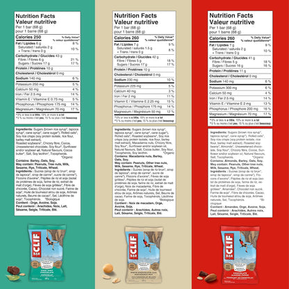 ClIF BAR，多种包装，独立包装，6 种不同口味，格兰诺拉麦片棒，高蛋白，含 70% 有机成分，68 克（16 包）