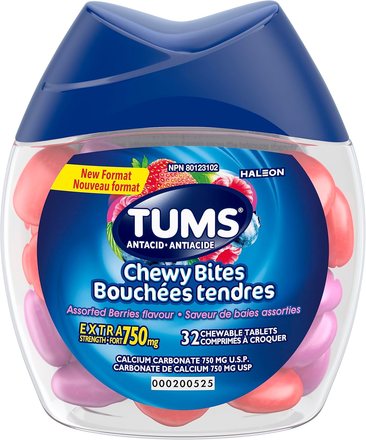 TUMS 強效冰沙，緩解胃灼熱，什錦水果味，140 片裝，以及軟糖，什錦漿果味，緩解胃灼熱的抗酸劑，32 片裝