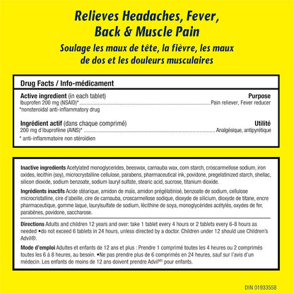 Advil Tablets (50 Count), 200 mg ibuprofen, Temporary Pain Reliever / Fever Reducer