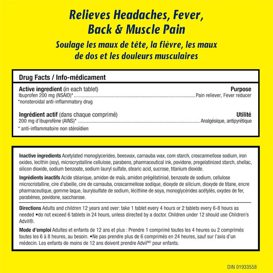 Advil Tablets (50 Count), 200 mg ibuprofen, Temporary Pain Reliever / Fever Reducer