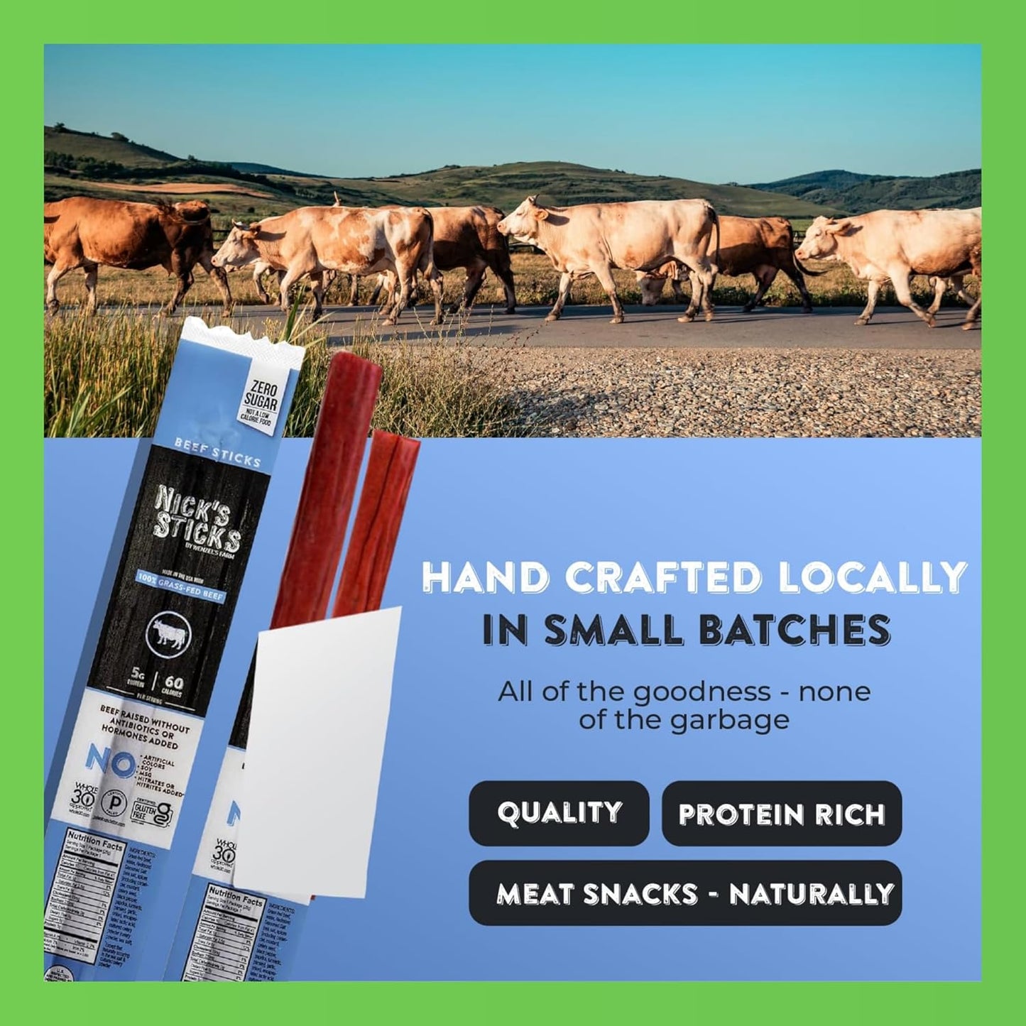 Chomp Beef Sticks, Nicks Jerky Stick, The New Primal Beef Sticks – Paleo, Keto, Gluten Free, Low Carb, High Protein, Pantry Snacks, Sugar Free, Grass-fed - Variety Keto Box (14 sticks)