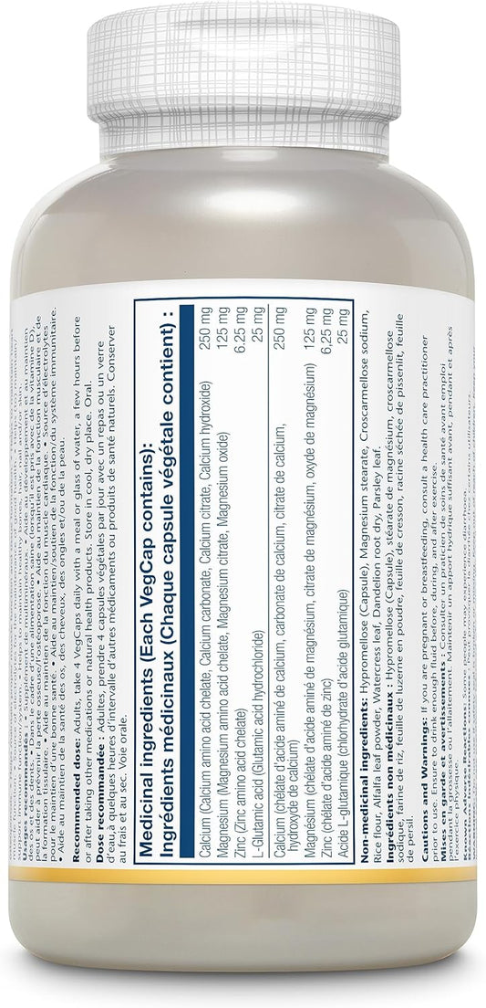 Solaray – 鈣鎂鋅 | 強健骨骼，健康牙齒 | 增強吸收 | 膳食補充品 | 實驗室驗證，純素 | 250 粒素食膠囊（每盒 62 份）