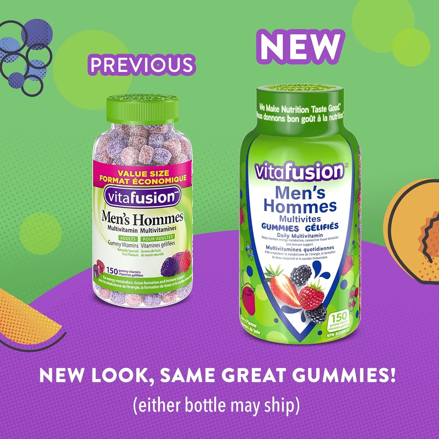 Vitafusion 男士多種維生素軟糖，每日多種維生素，健康新陳代謝 1、免疫支持 2、結締組織形成 3，150 粒（2.5 個月用量）。