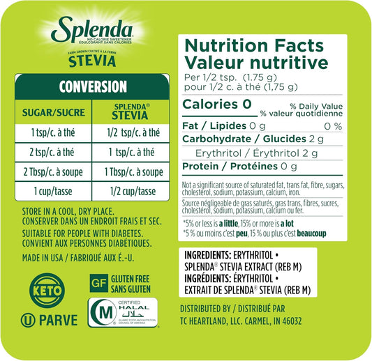 SPLENDA Stevia No Calorie Sweetener, Plant Based Sugar Substitute Granulated Powder, 9.8 oz Jar