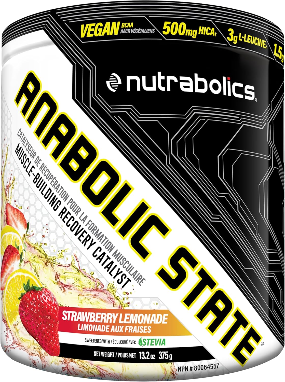 Anabolic State BCAA 草莓柠檬水 30 份，锻炼前后粉末，支持肌肉恢复，谷氨酰胺，