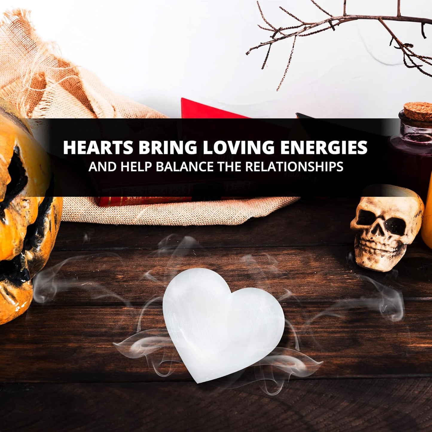 NORTHLANDZ 透石膏心忧掌石，高能量透石膏/缎纹石爱情掌石，用于清洁和保护，具有治愈和镇静作用