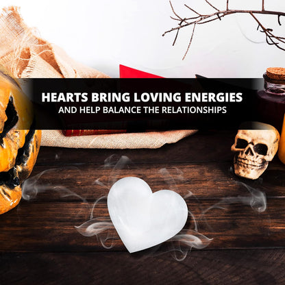 NORTHLANDZ 透石膏心忧掌石，高能量透石膏/缎纹石爱情掌石，用于清洁和保护，具有治愈和镇静作用