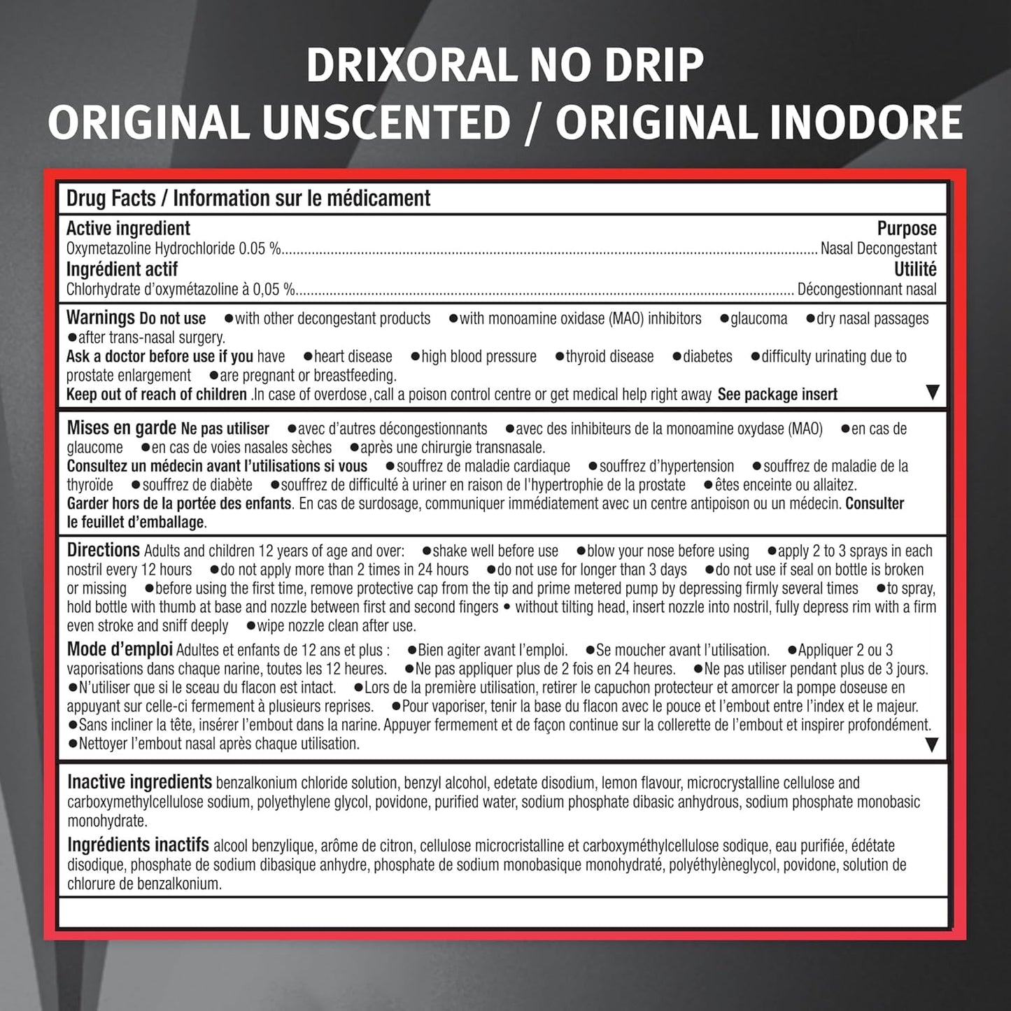 Drixoral 无滴漏原装无香型喷雾，有助于缓解鼻塞，15ml