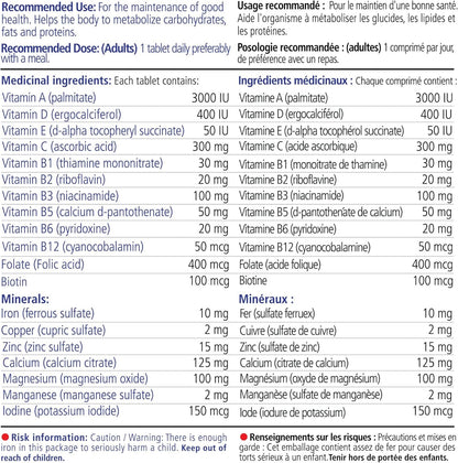 VITALITY 女士高效复合维生素 - 每日一片，缓释维生素和矿物质，铁、碘、B 族维生素 C、钙、镁和维生素 D3，能量、骨骼和免疫支持，30 片