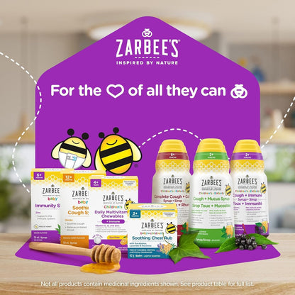 Zarbee's® 每日多种维生素咀嚼片 + 免疫、维生素 D、维生素 C、锌、热带水果口味，28 粒