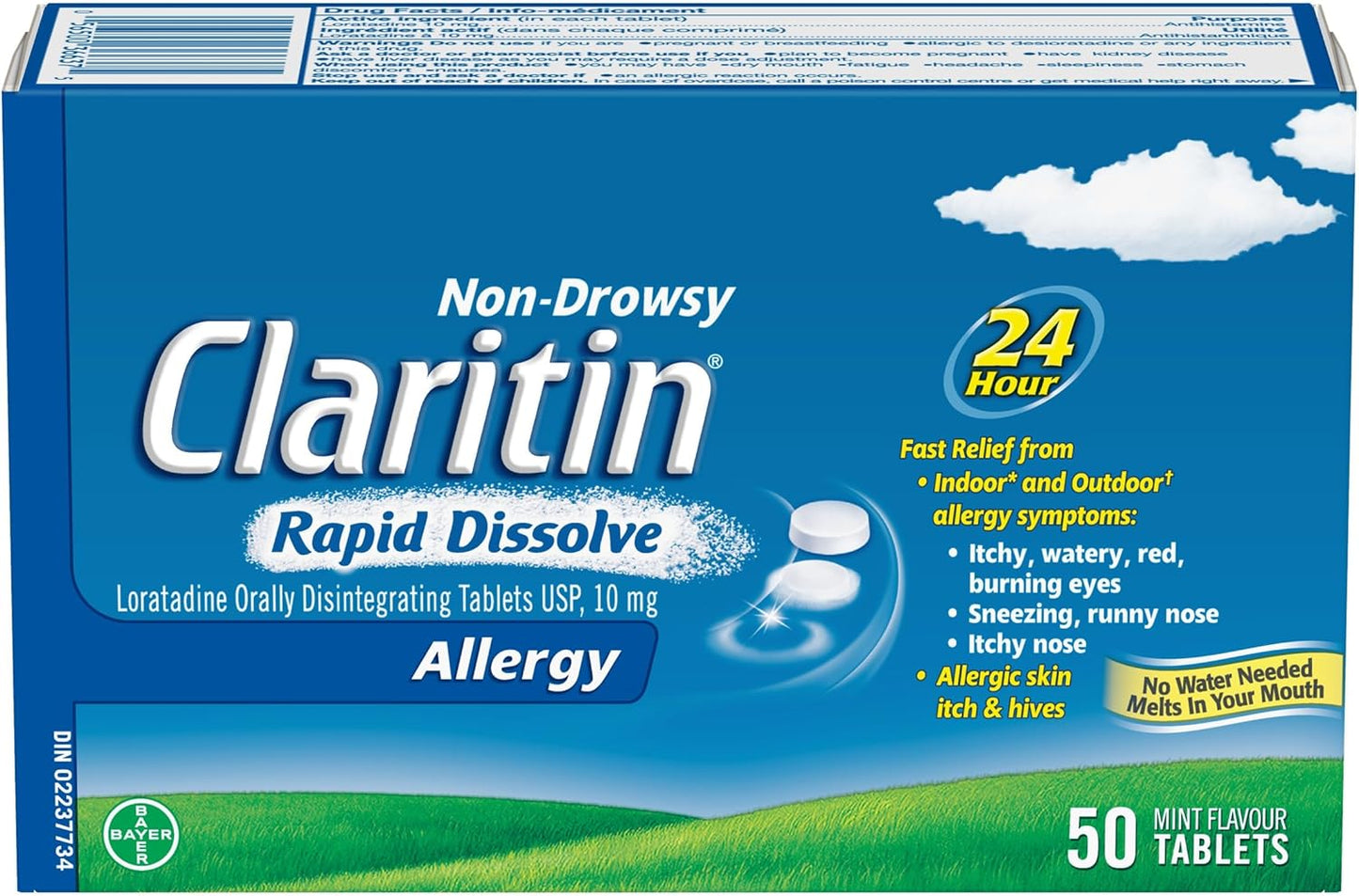 开瑞坦速溶抗过敏药，24小时不瞌睡缓解，10毫克，50片