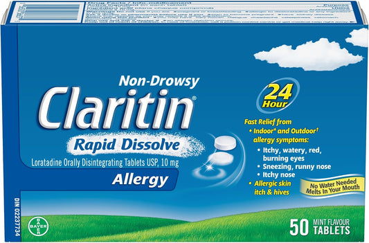 开瑞坦速溶抗过敏药，24小时不瞌睡缓解，10毫克，50片