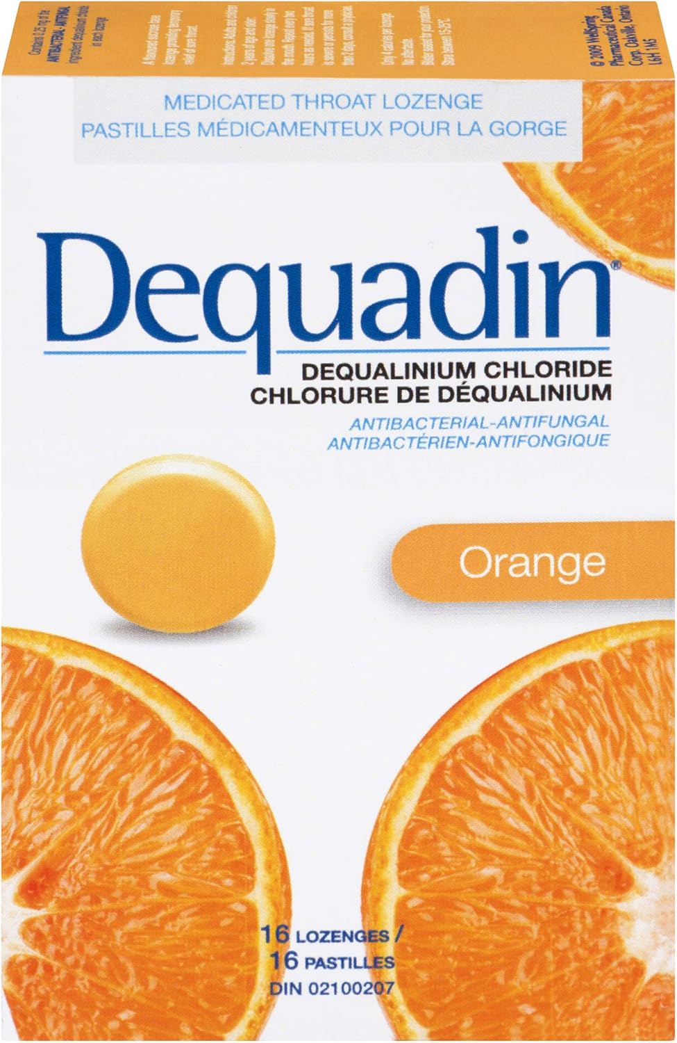 Dequadin 药用润喉糖 - 橙味 | 抗菌抗真菌，缓解咽喉痛和口腔溃疡 | 16 粒