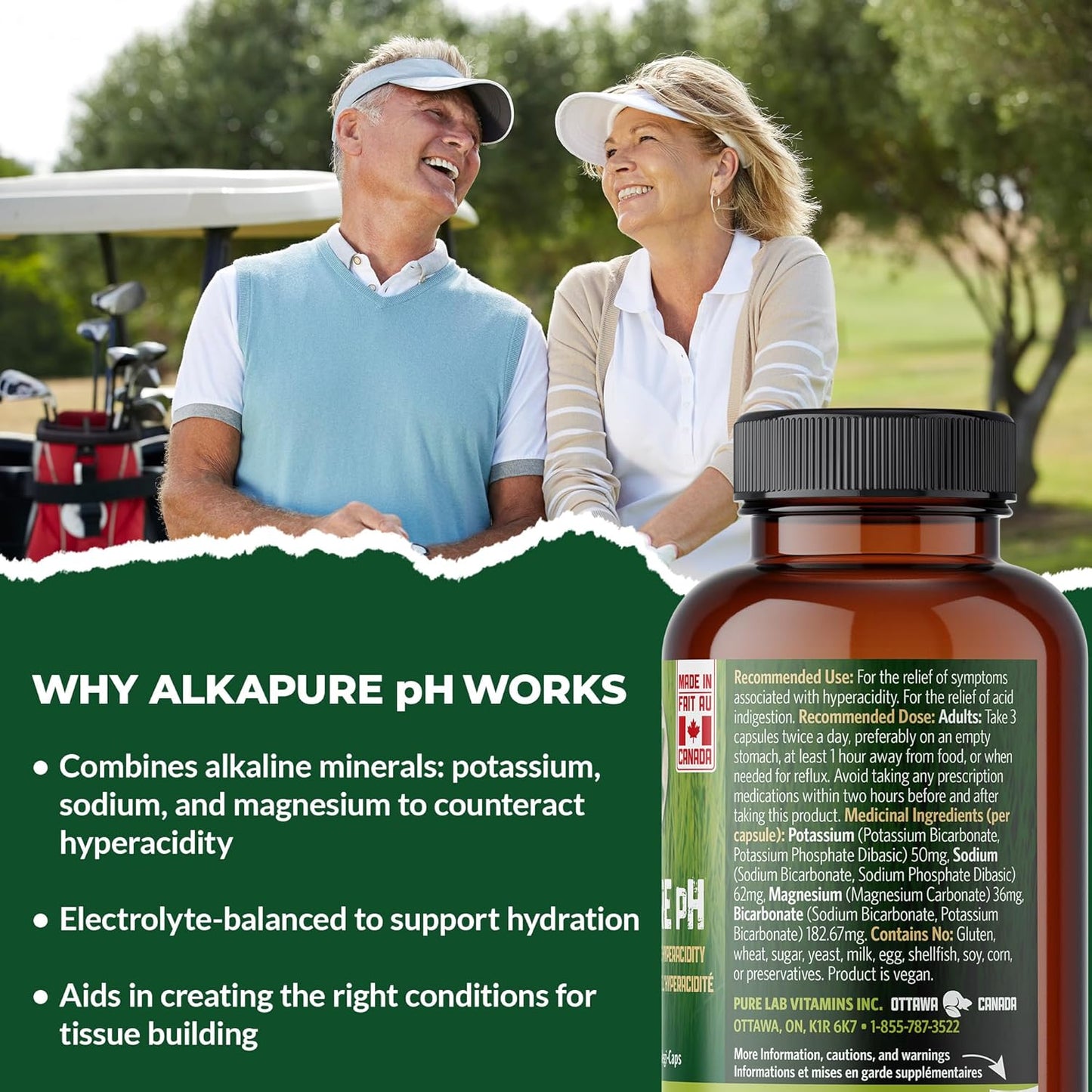 Pure Lab Vitamins | Alkapure pH | 60 Capsules | Alkaline pH Balance Pills | Essential Minerals Supplement | Antacid Pills
