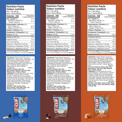 ClIF BAR，多种包装，独立包装，6 种不同口味，格兰诺拉麦片棒，高蛋白，含 70% 有机成分，68 克（16 包）