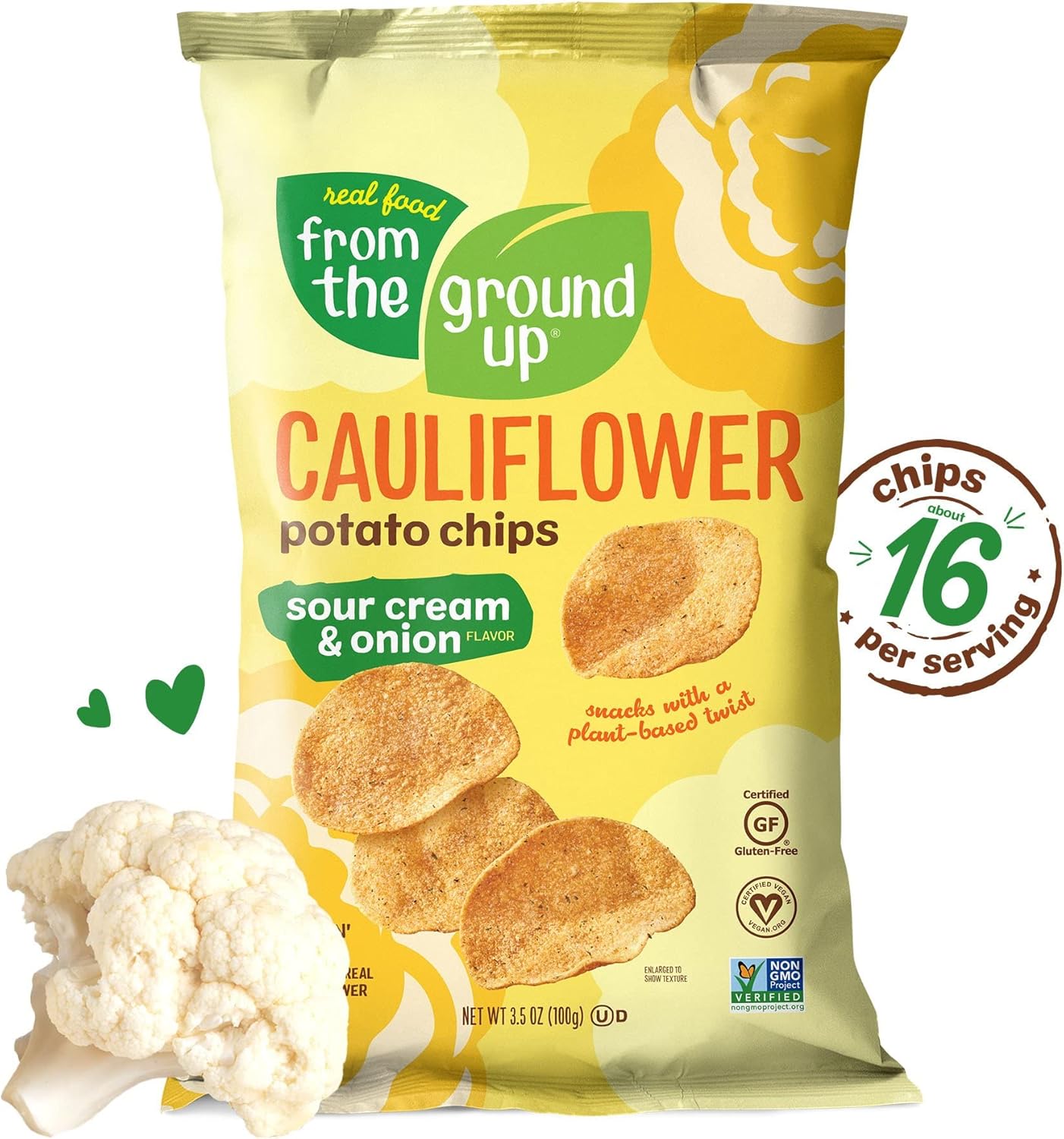 从头开始 - 花椰菜薯片 酸奶油洋葱味 12 x 3.5盎司