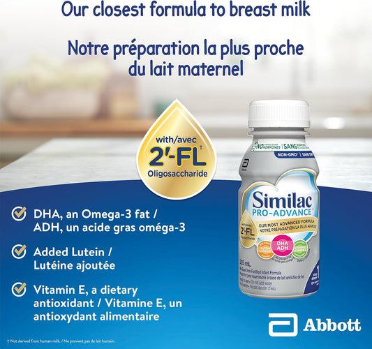 Similac Pro-Advance 1 段嬰兒配方奶粉，我們最接近母乳的配方，含 2’-FL，易於消化，0 個月以上，即食，16 x 235 毫升