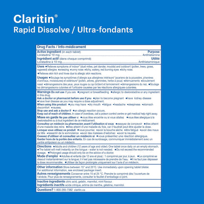 开瑞坦速溶抗过敏药，24小时不瞌睡缓解，10毫克，10片装