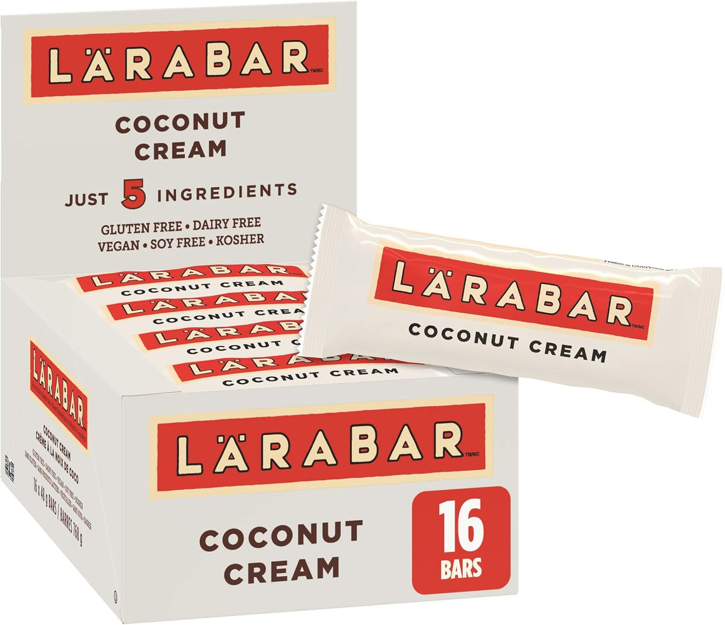 Larabar Gluten Free Cashew Fruit and Nut Energy Bar, 16-Count, 768 Gram & Gluten Free Coconut Cream Fruit and Nut Energy Bar, 16-Count, 768 Gram