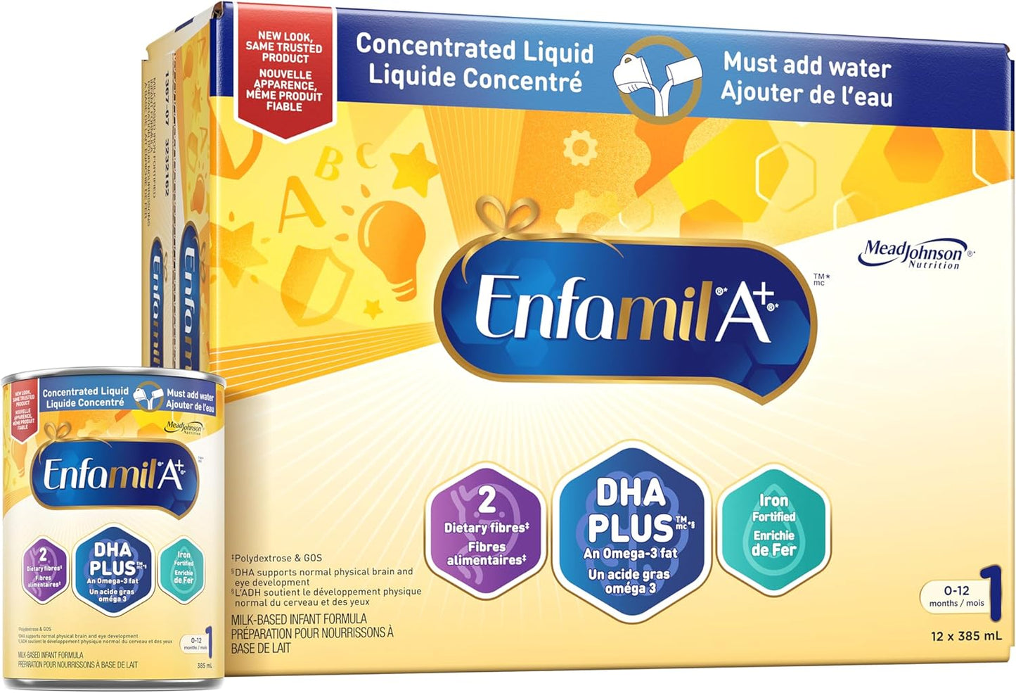 Enfamil A+ Baby Formula, with Brain Building DHA, Concentrated Liquid, Age 0-12 Months, 385mL x 12 Cans