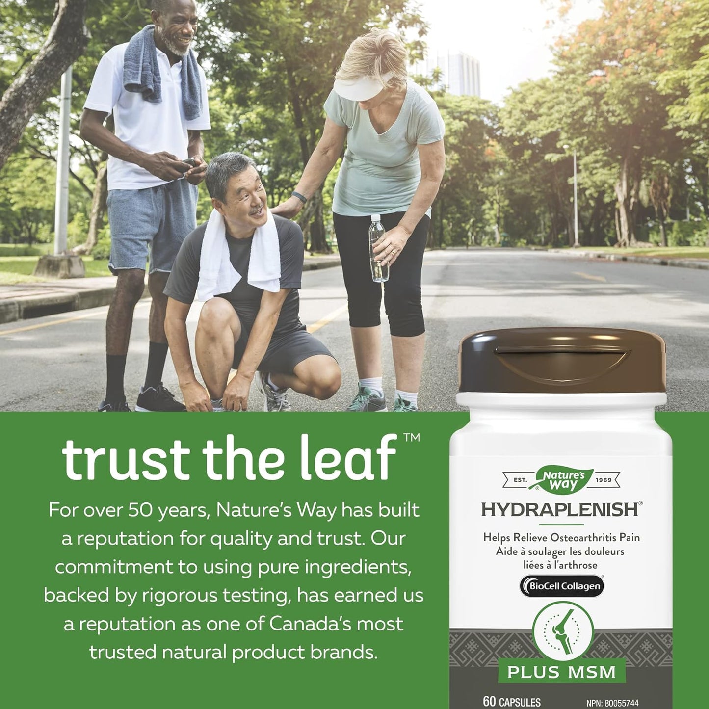 Nature's Way Hydraplenish Plus 膠原蛋白、MSM 和透明質酸、骨關節炎關節疼痛支持、BioCell 膠原蛋白，60 粒膠囊