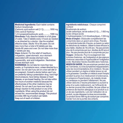 Alka-Seltzer 抗酸剂胃灼热缓解泡腾片 - 用于缓解胃灼热和胃部不适的抗酸剂，含有碳酸氢钠和柠檬酸，柠檬青柠味，3x24 片（72 片）