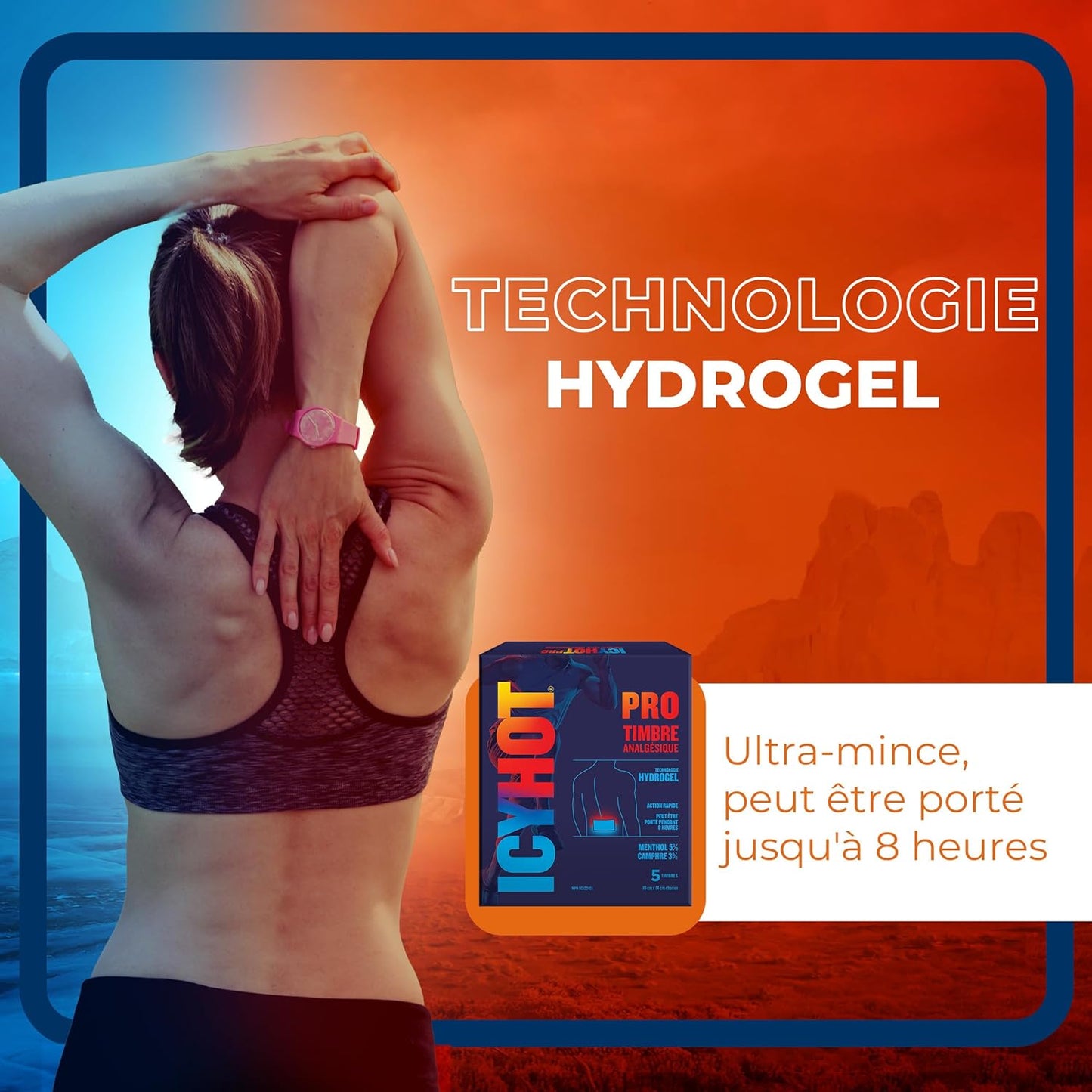 Icy Hot Pro 止痛贴，速效贴片，适用于缓解肌肉酸痛、关节痛、轻微背痛、拉伤和扭伤，樟脑 3%、薄荷醇 5% 和高级水凝胶技术，5 片装