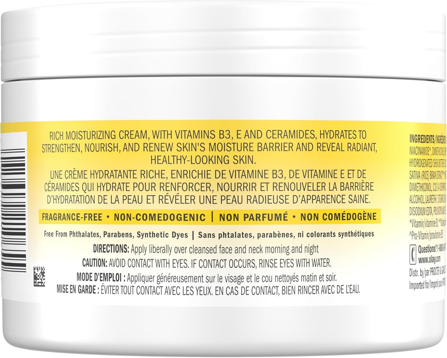 Olay Complete + Rich Moisturizing Cream Fragrance-Free, 3-in-1 Hydrating Face Cream for Dry Skin with Vitamin B3, Vitamin E, and Ceramides, 251 mL