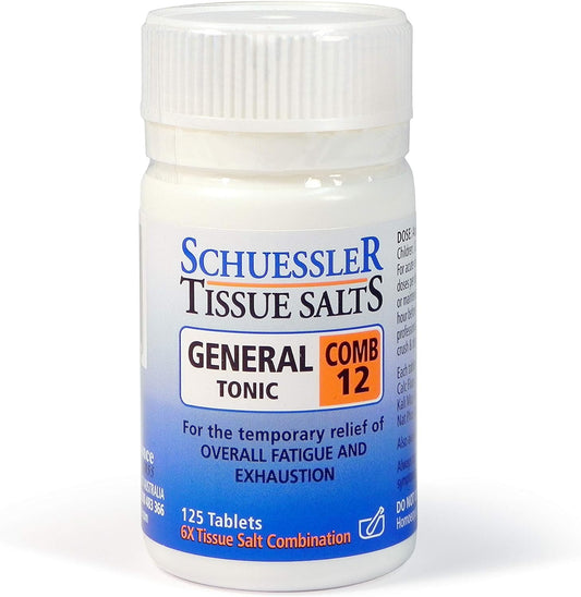 Martin & Pleasance - Schuessler 組織鹽通用滋補梳 12，125 片 - 緩解疲勞和抗疲勞補充劑 - 神經緊張或精神疲勞