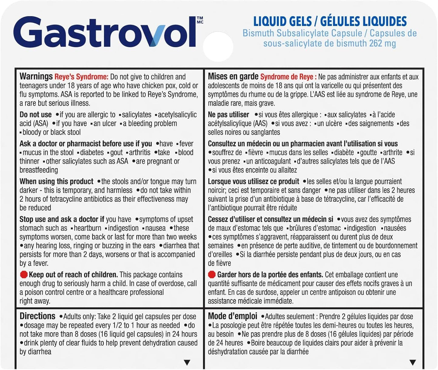 Gastrovol 三合一緩解液體凝膠，用於緩解腹瀉、噁心和胃部不適 - 加拿大製造 - 無色素、無味 - 緩解腹瀉 - 16 粒膠囊（1 包）