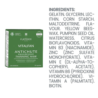 René Furterer - VITALFAN - Progressive Hair Thinning - Dietary Supplement - Hereditary & Hormonal - 30 capsules