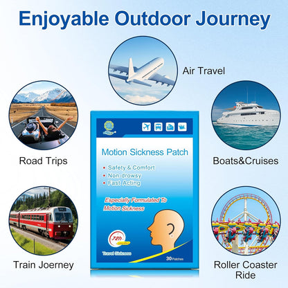 KONGDY 30片装晕车贴，适用于巡航、耳后晕船，不引起困倦