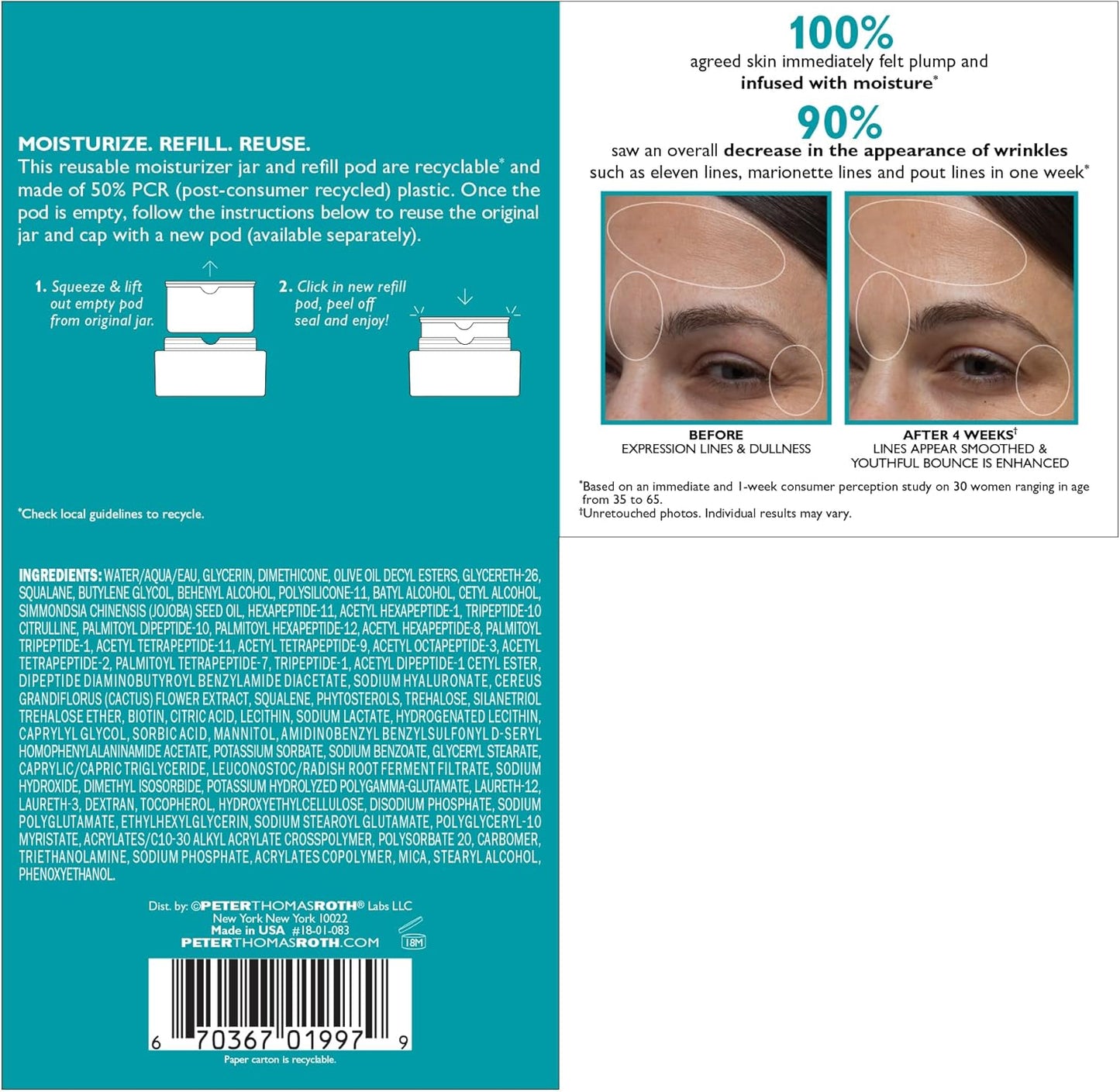 Peter Thomas Roth Peptide Skinjection Moisture Infusion Cream Cream (Refillable) Unisex-1.7 oz