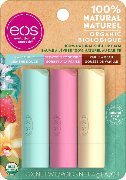 EOS 100% 天然有機潤唇膏 - 多種包裝 + 香草豆球 | 保濕唇部護理套裝