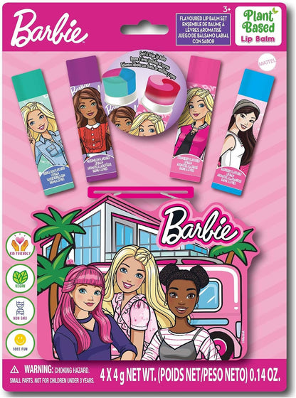 Townley Girl Barbie 4 Pack Swirl Lip Balm with Shaped Tin