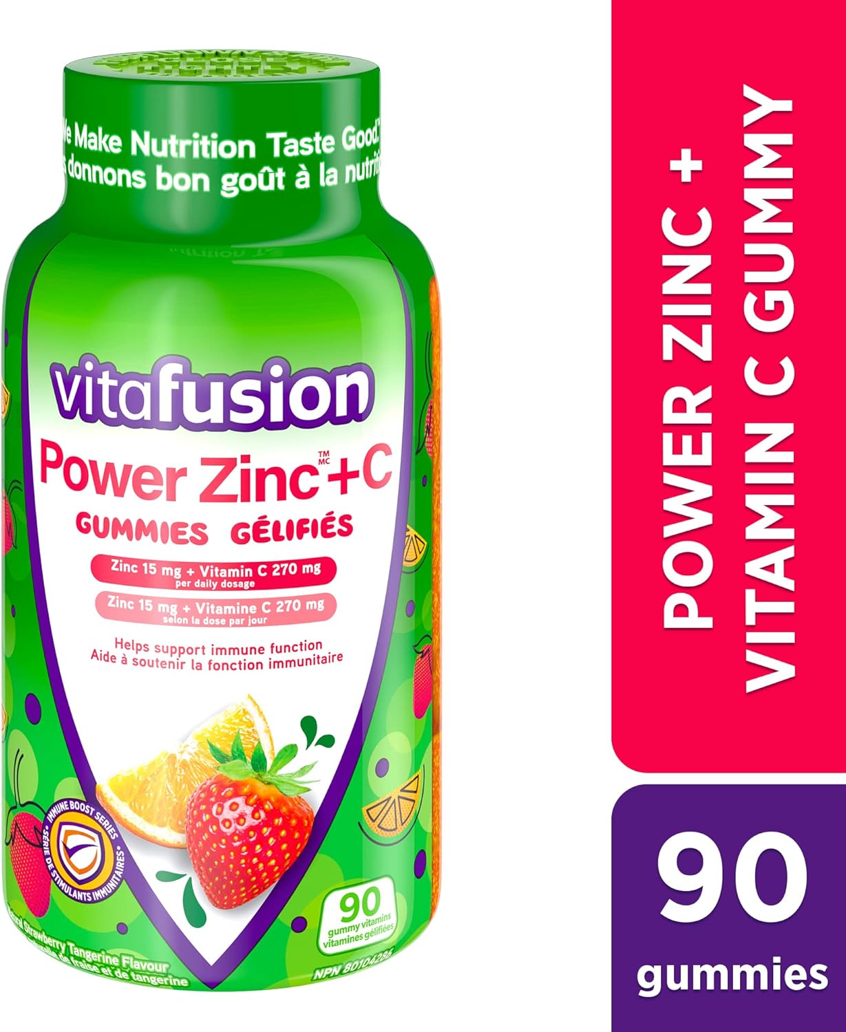 Vitafusion Power 鋅 + C 成人維生素軟糖，草莓橘子味，90 粒 & B12 成人維生素軟糖，1000 微克維生素 B12 每日劑量