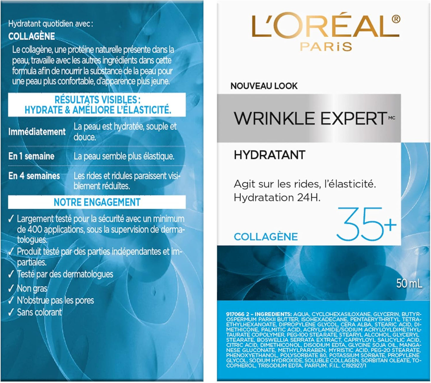 L’Oréal Paris Wrinkle Expert 35+ Anti Aging Face Cream & Night Cream, With Collagen to Reduce the Look of Wrinkles, Face Moisturizer Provides 24HR Hydration, 50mL