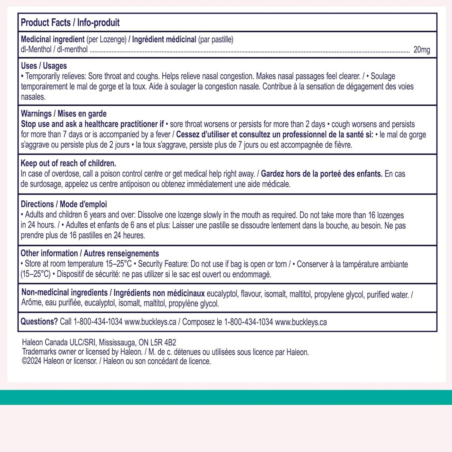 巴克利强效薄荷醇润喉糖