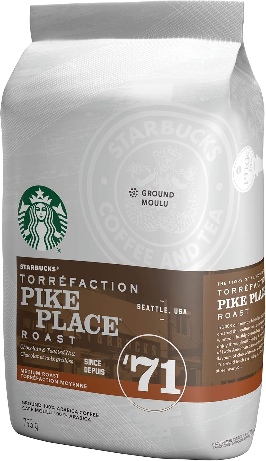 星巴克派克市场烘焙研磨咖啡，中度烘焙，793 克 & True North 混合研磨咖啡，金黄色烘焙，793 克