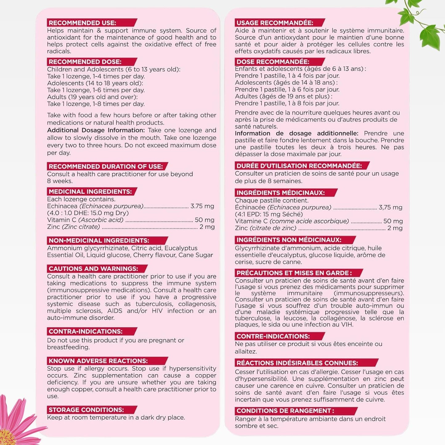 Herbion Naturals 免疫润喉糖，含锌、维生素 C 和紫锥菊，抗氧化剂来源，帮助维持和支持免疫系统，促进成人和 6 岁以上儿童的健康，25 粒，樱桃味