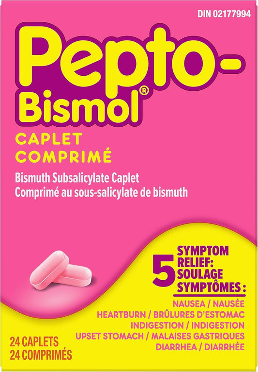 Pepto Bismol 胶囊，缓解胃部不适、腹泻、胃灼热、恶心、消化不良、胃部不适，24 粒