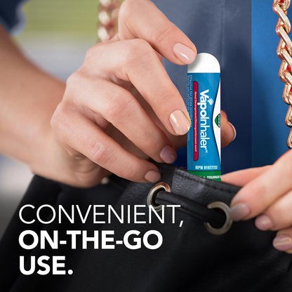 Vicks Vapoinhaler 鼻减充血剂，含舒缓蒸汽，可暂时缓解感冒引起的鼻塞，薄荷醇香味，2 包，每包 0.20 毫升